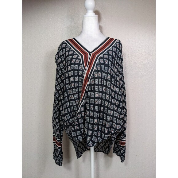 Hippie Laundry Tunic Top 2X Boho Beachy Navy Blue - Picture 2 of 10